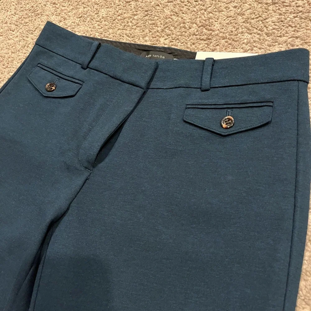 NWT Ann Taylor Straight Pants with Two Front Flap Pockets in Dark Teal size 4 - Picture 9 of 14